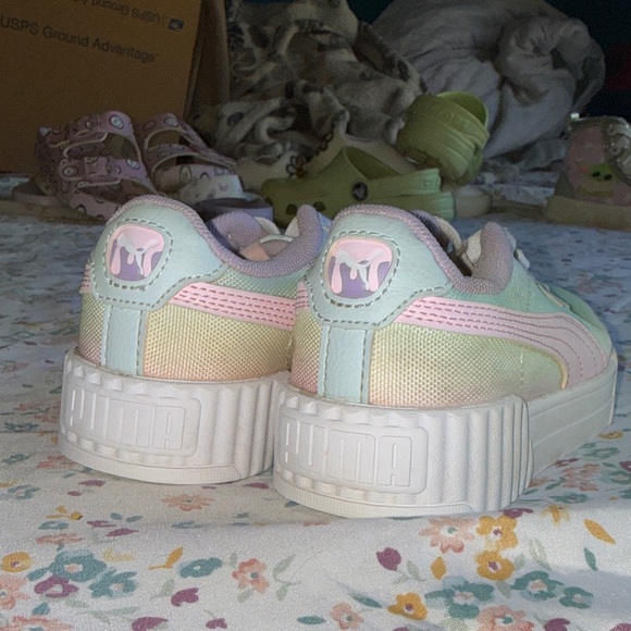 Puma Kids Pastel Mint and Pink Platform Sneakers - Picture 3 of 4